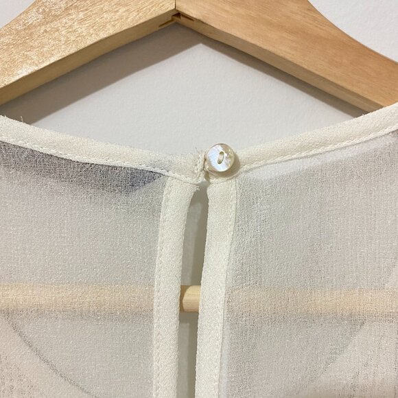 NWOT Zara Sheer Ivory White Tank Top Blouse with Open Work Bead Embroidery Boho - Picture 11 of 12